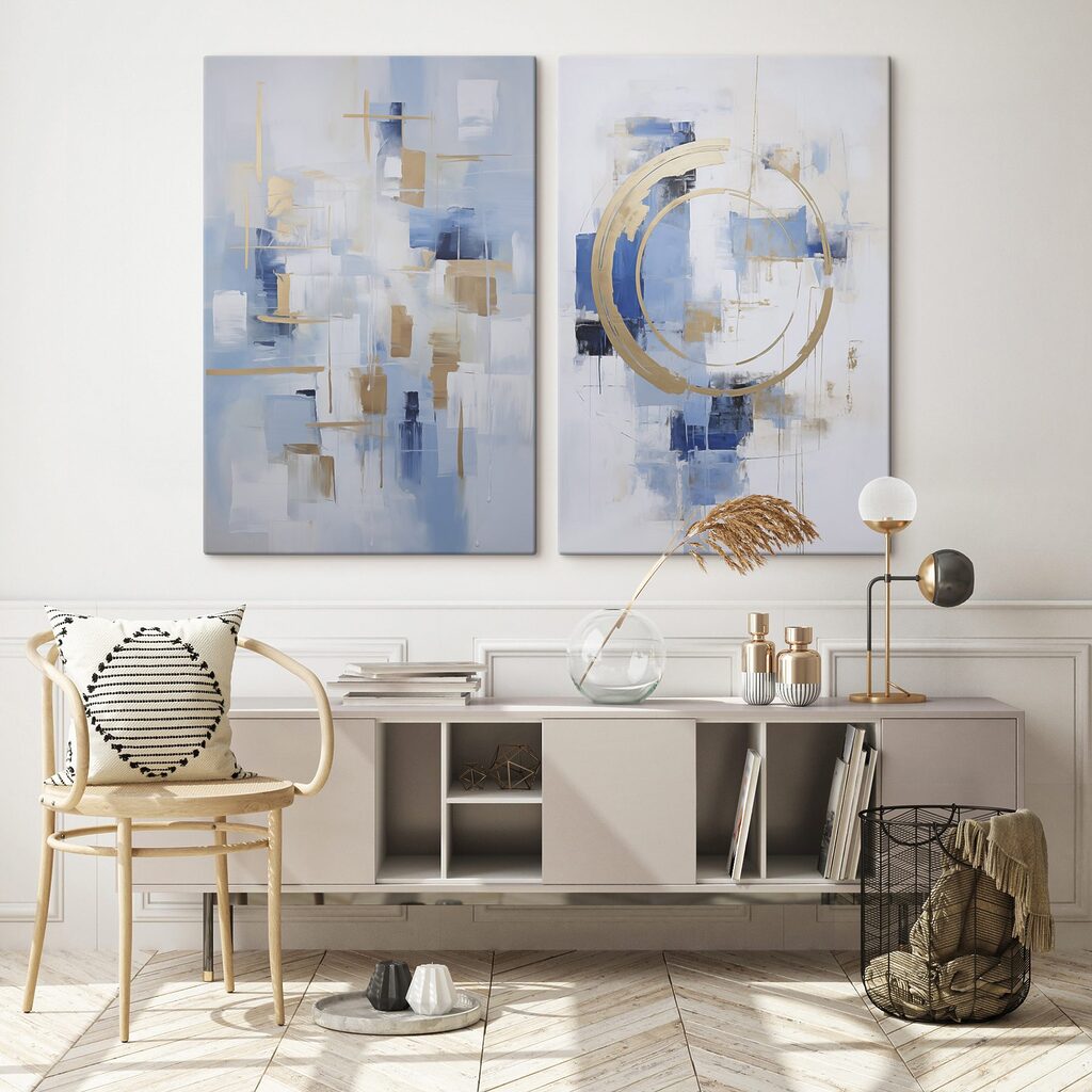 Two paintings of different colors