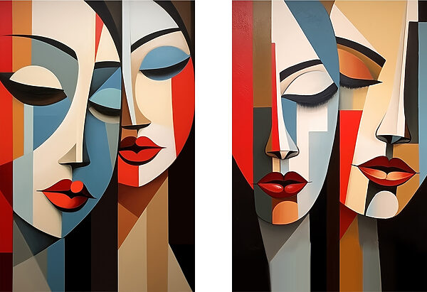 Collage of a painting of a woman's face Collage of a painting of a woman's face