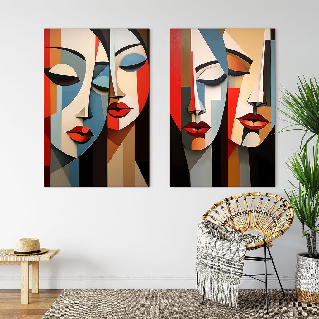 Collage of a painting of a woman's face Collage of a painting of a woman's face