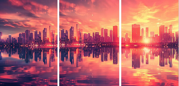 City skyline with a body of water City skyline with a body of water
