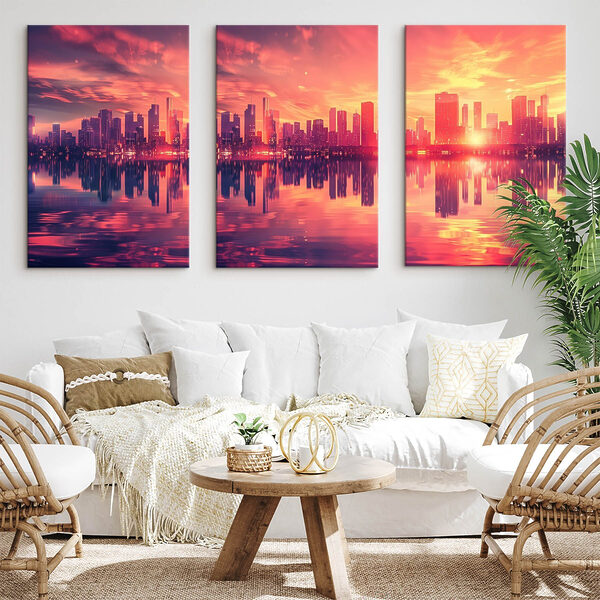 City skyline with a body of water City skyline with a body of water