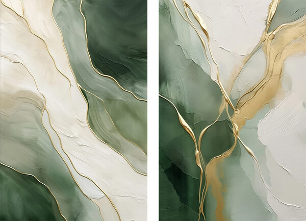 Painting of green and white colors