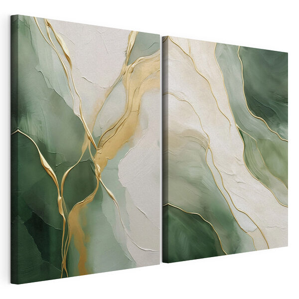 Painting of green and white colors