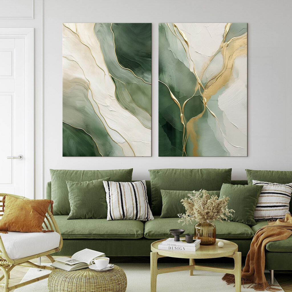 Painting of green and white colors