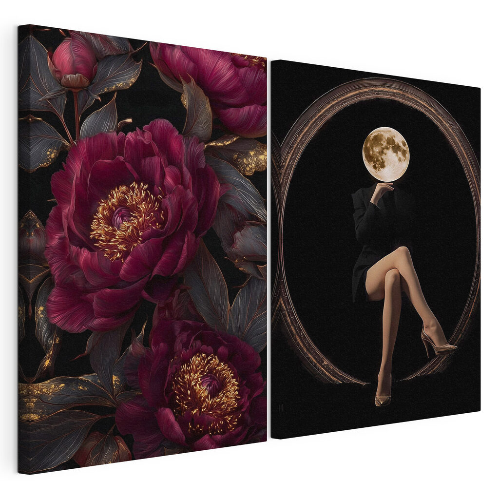 Collage of a woman sitting on a flower Collage of a woman sitting on a flower