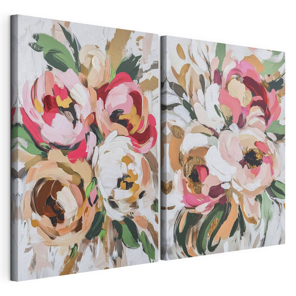 Painting of flowers on a white surface