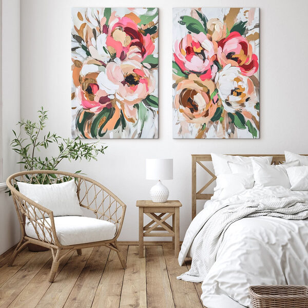 Painting of flowers on a white surface