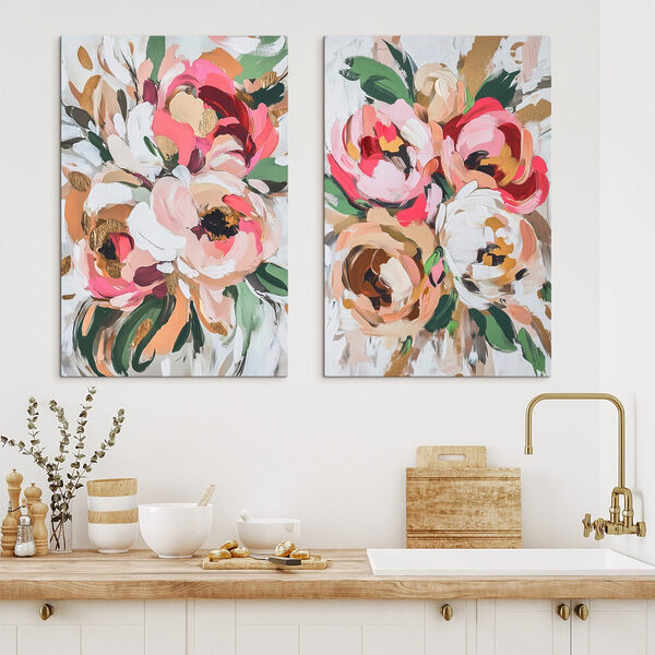 Painting of flowers on a white surface