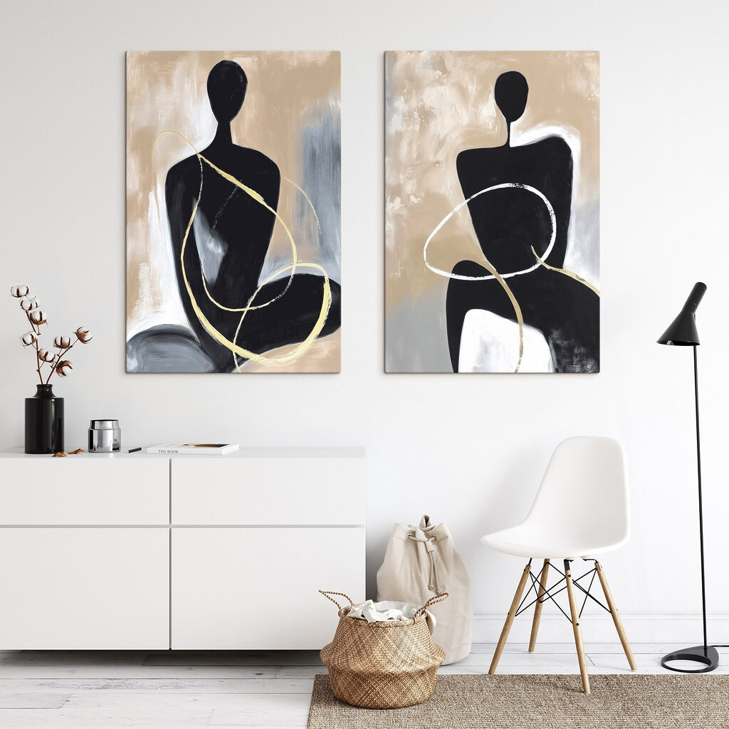 Two art pieces of a woman