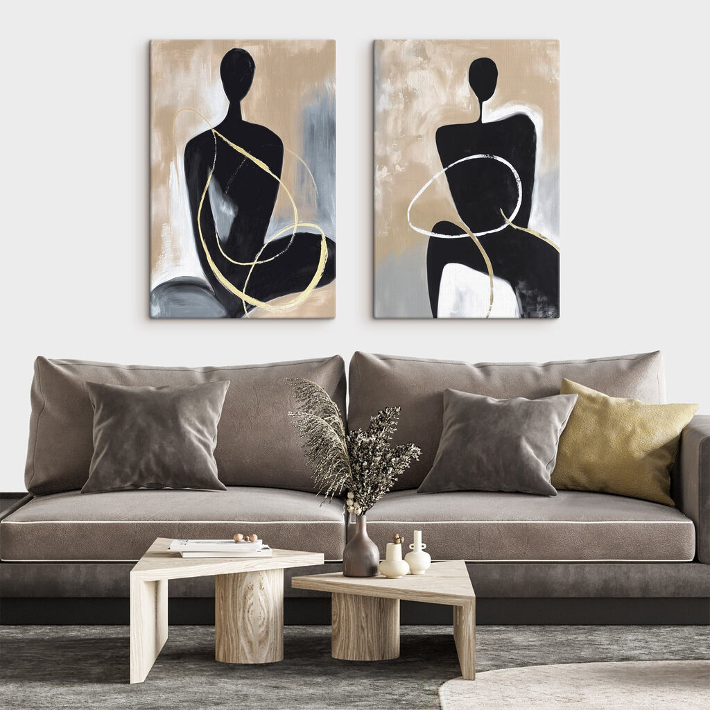 Two art pieces of a woman