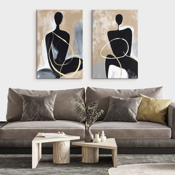 Two art pieces of a woman