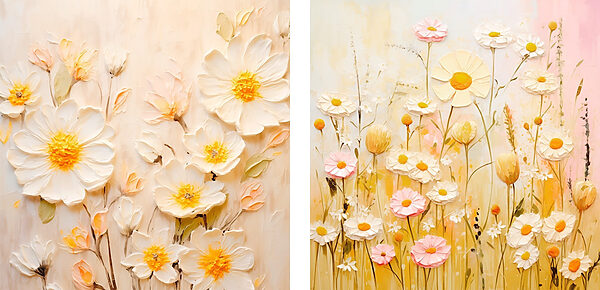 Painting of flowers on canvas Painting of flowers on canvas