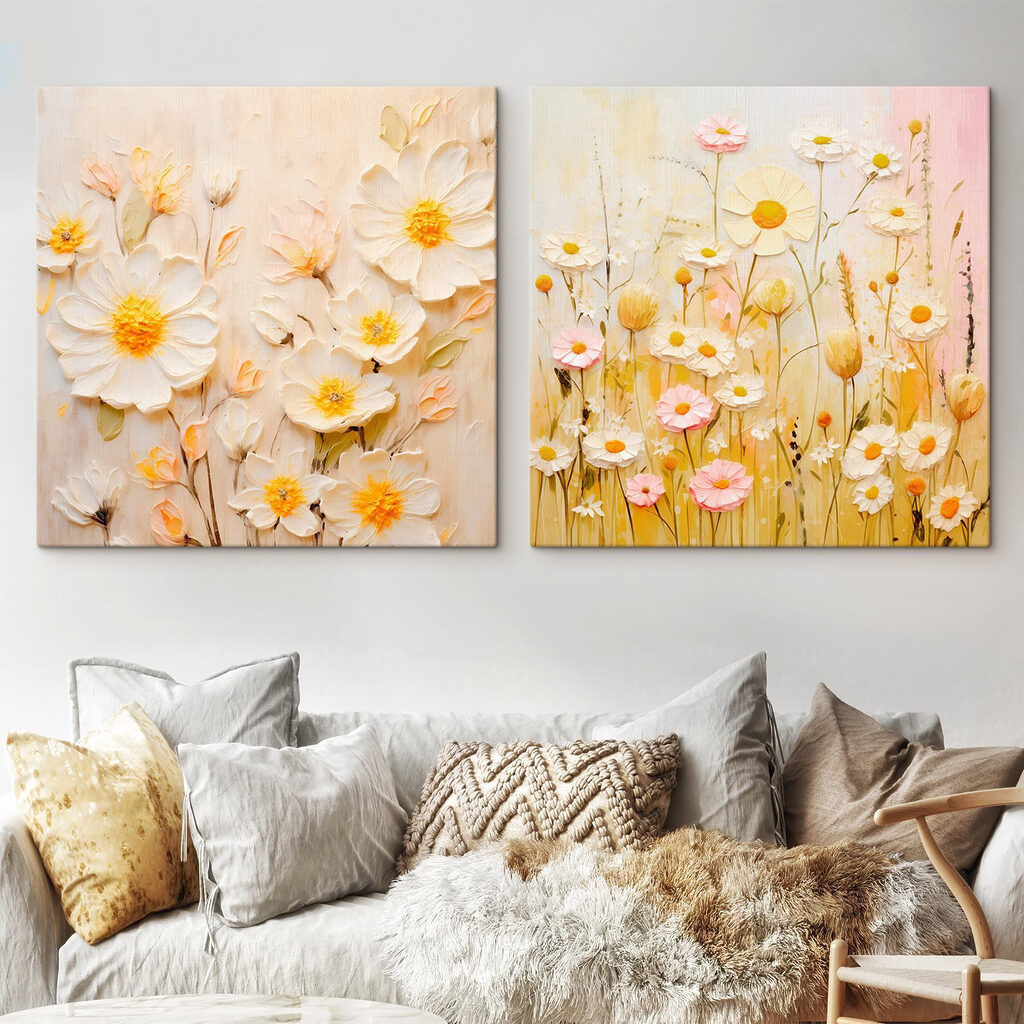 Painting of flowers on canvas Painting of flowers on canvas