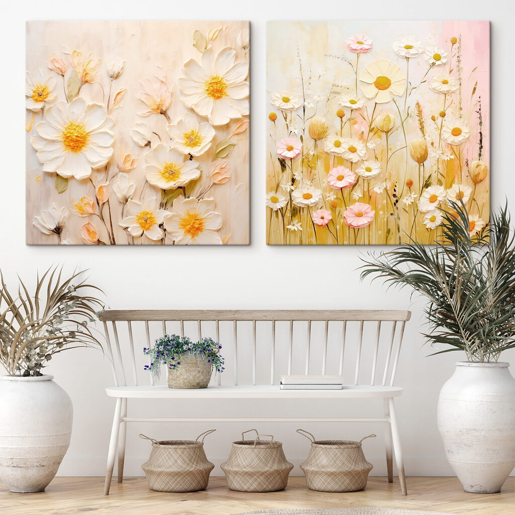 Painting of flowers on canvas Painting of flowers on canvas