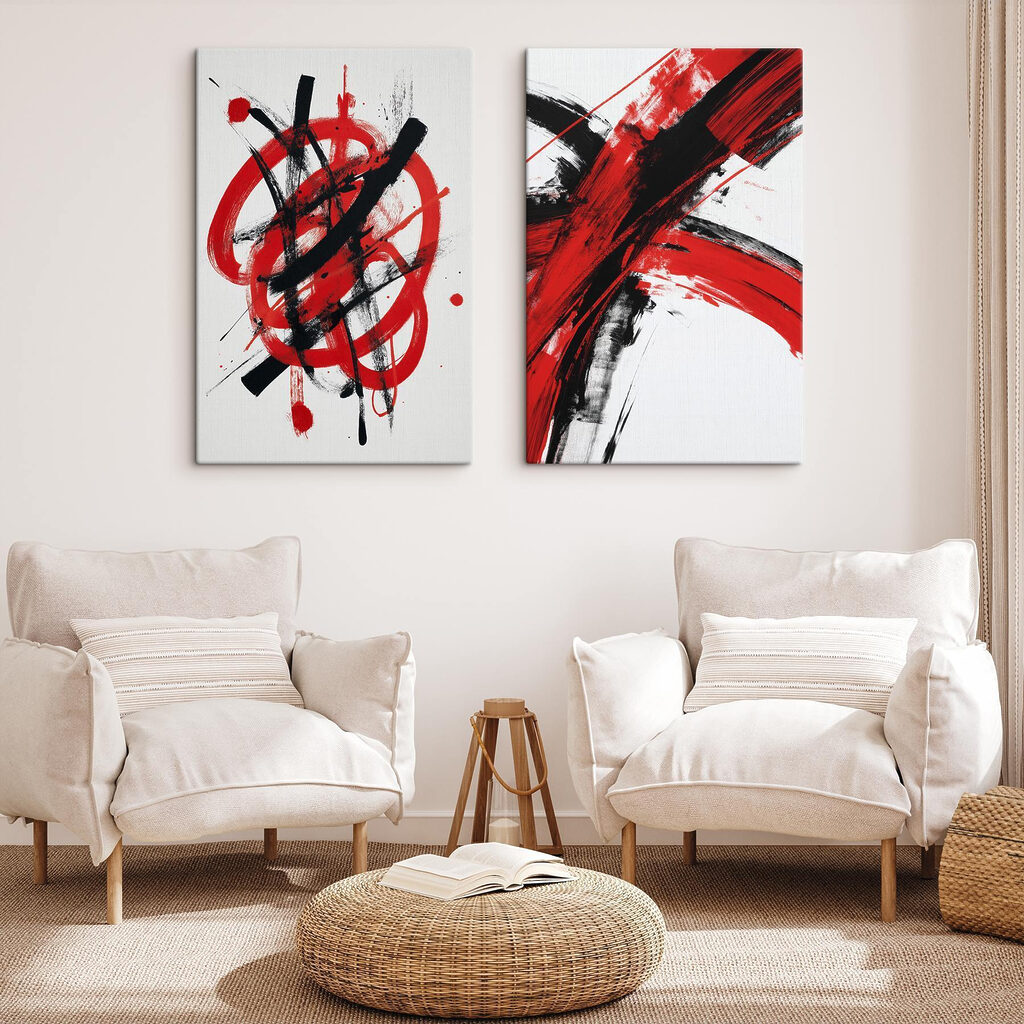 Red and black paint on a white surface Red and black paint on a white surface