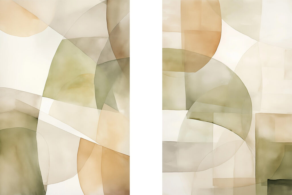 Soft hues and gentle shapes intertwine