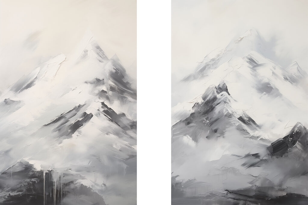 Painting of a mountain range Painting of a mountain range