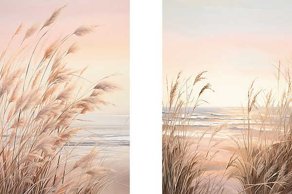 Soft grasses by the calm sea Soft grasses by the calm sea