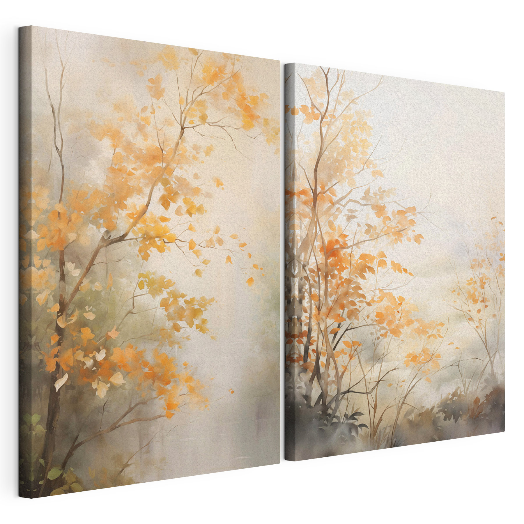 Painting of trees with yellow leaves Painting of trees with yellow leaves