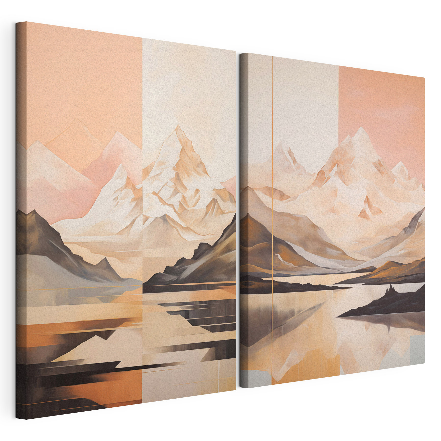Painting of mountains and a lake Painting of mountains and a lake