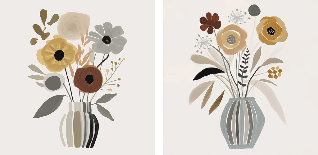 Painting of flowers in a vase