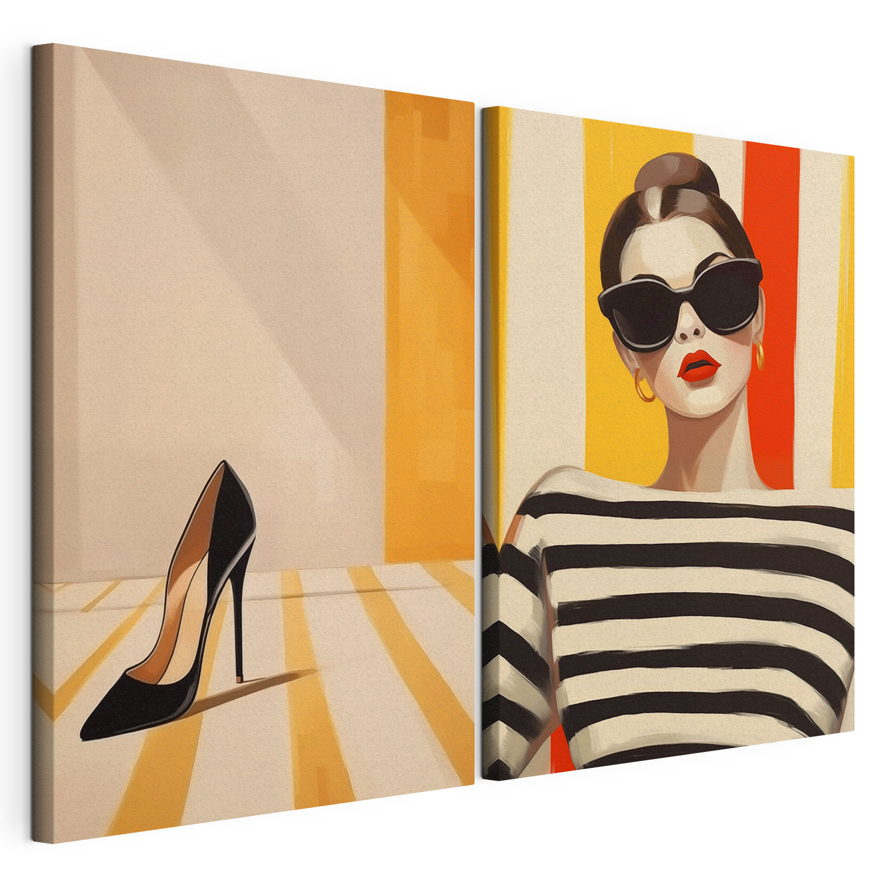 Woman wearing sunglasses and a striped shirt Woman wearing sunglasses and a striped shirt