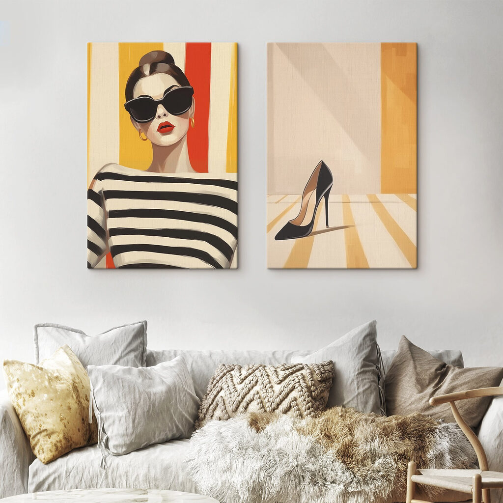Woman wearing sunglasses and a striped shirt Woman wearing sunglasses and a striped shirt