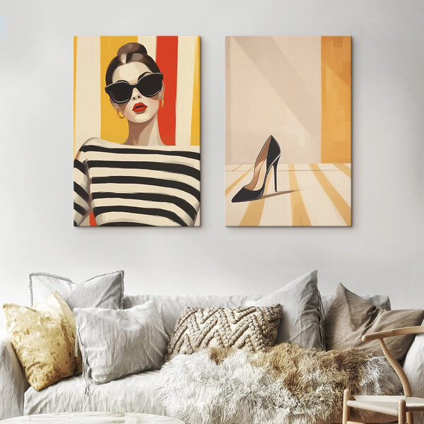 Woman wearing sunglasses and a striped shirt Woman wearing sunglasses and a striped shirt