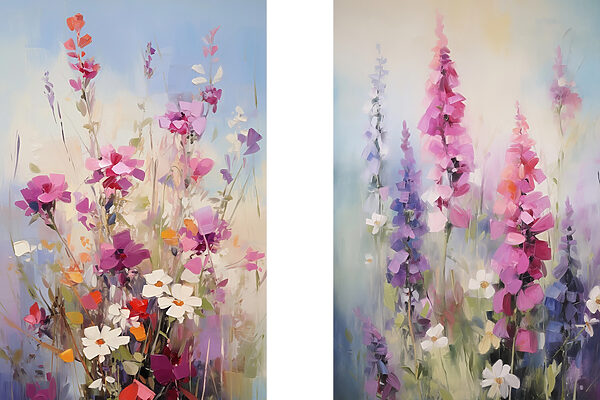 Painting of flowers in a field