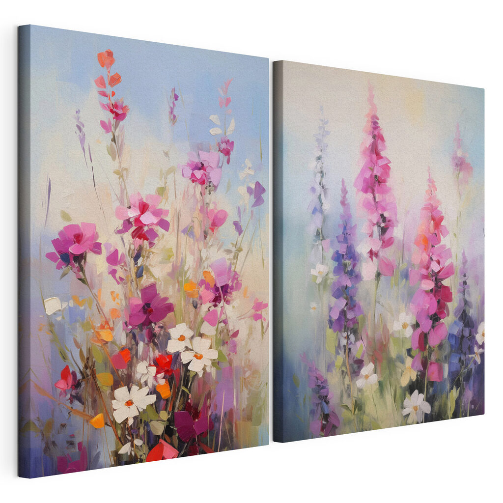 Painting of flowers in a field