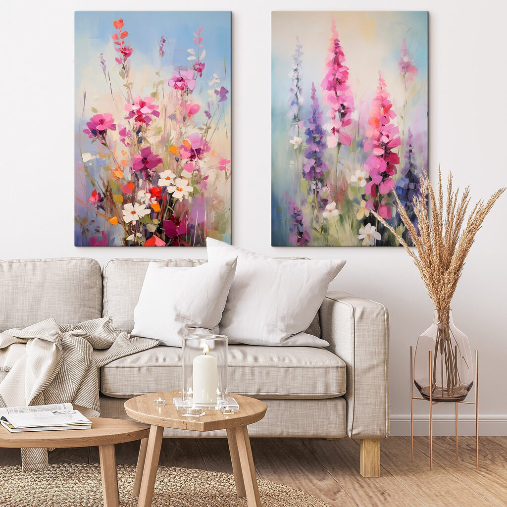 Painting of flowers in a field
