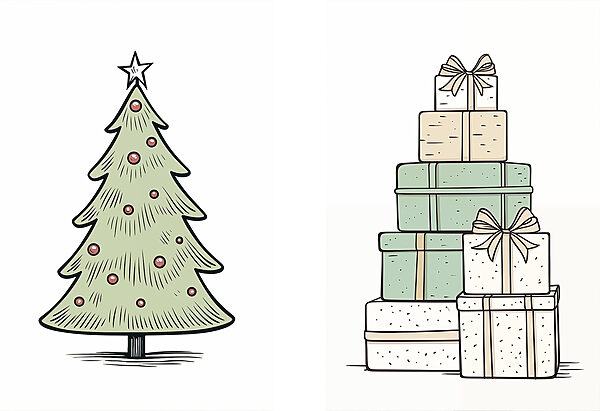 Christmas tree and presents Christmas tree and presents