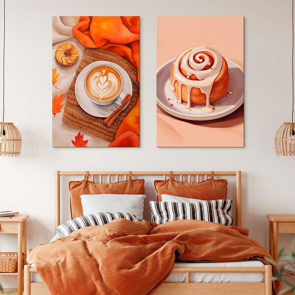 Cup of coffee and a cinnamon roll