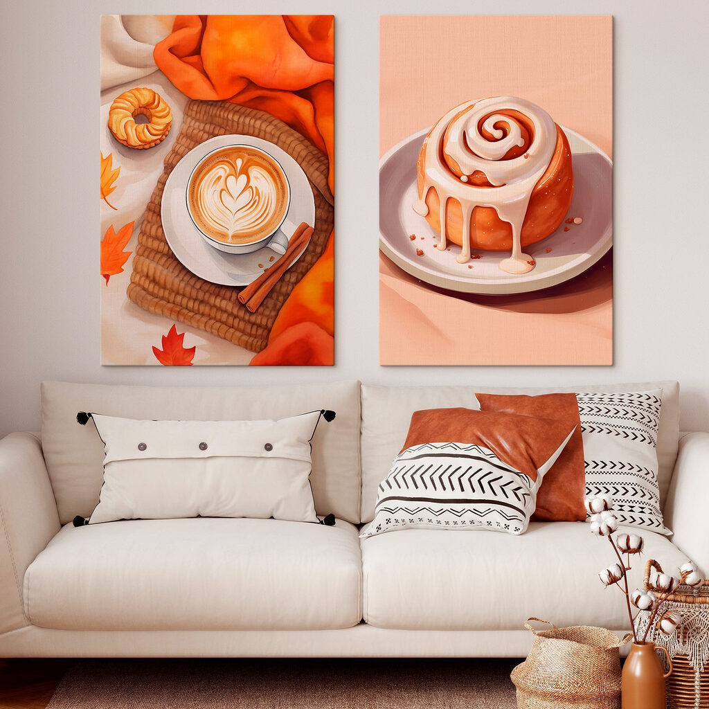 Cup of coffee and a cinnamon roll