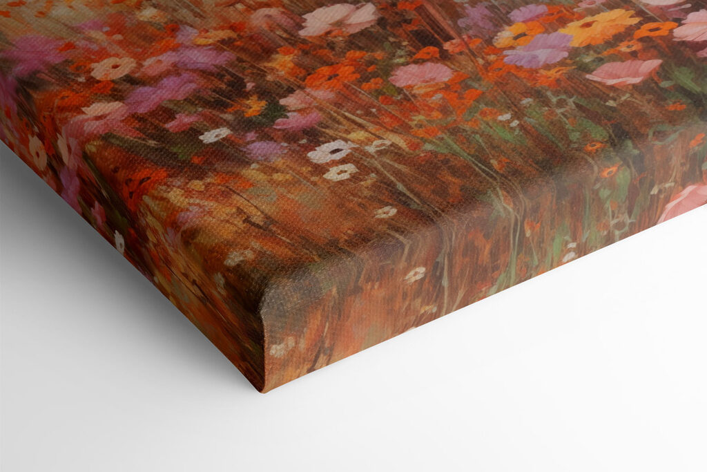 Painting of a landscape with flowers Painting of a landscape with flowers
