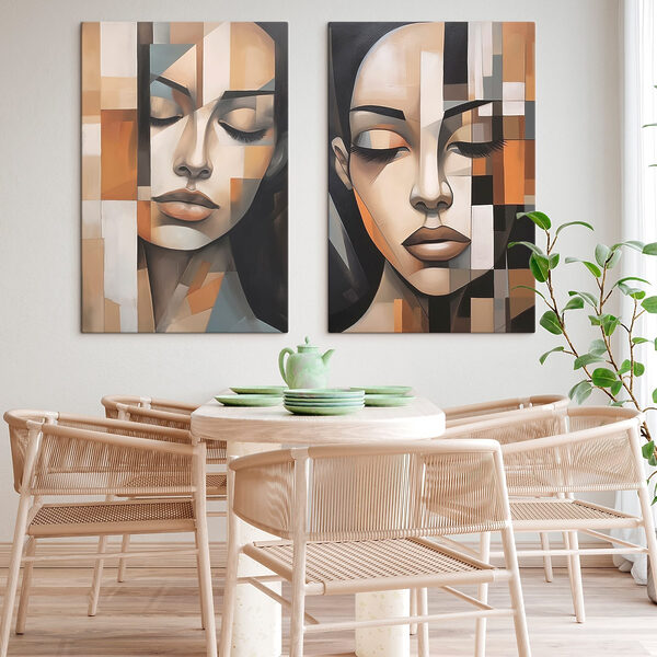 Two paintings of a woman