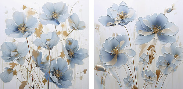 Painting of flowers on a white surface Painting of flowers on a white surface