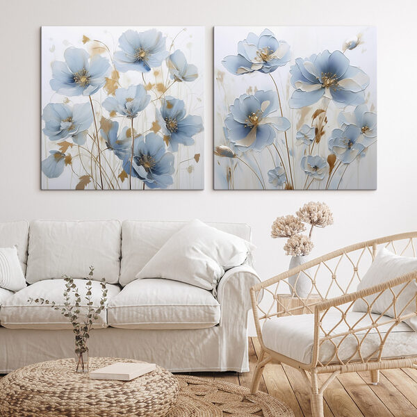 Painting of flowers on a white surface Painting of flowers on a white surface
