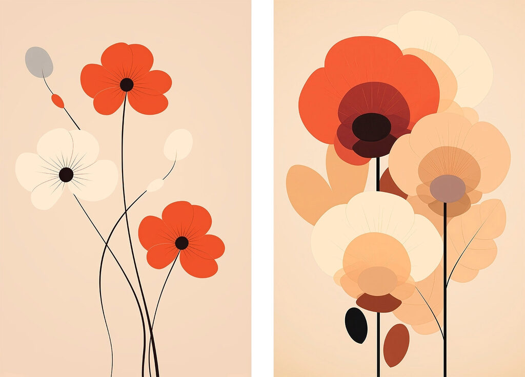 Couple of flowers with different colors