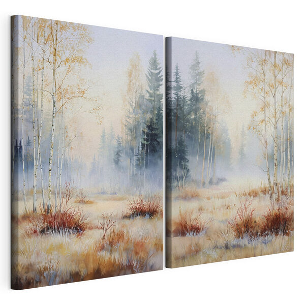 Painting of a forest with trees
