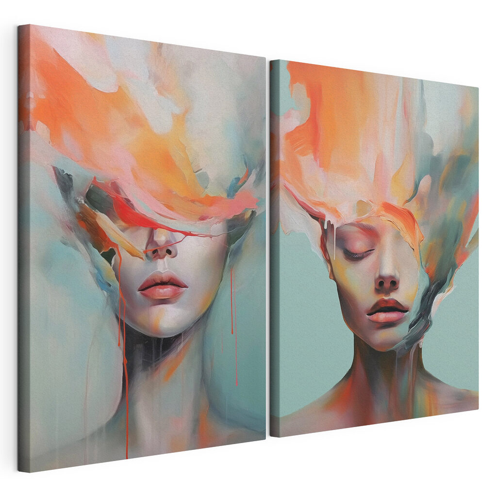 Collage of a woman's face and a painting