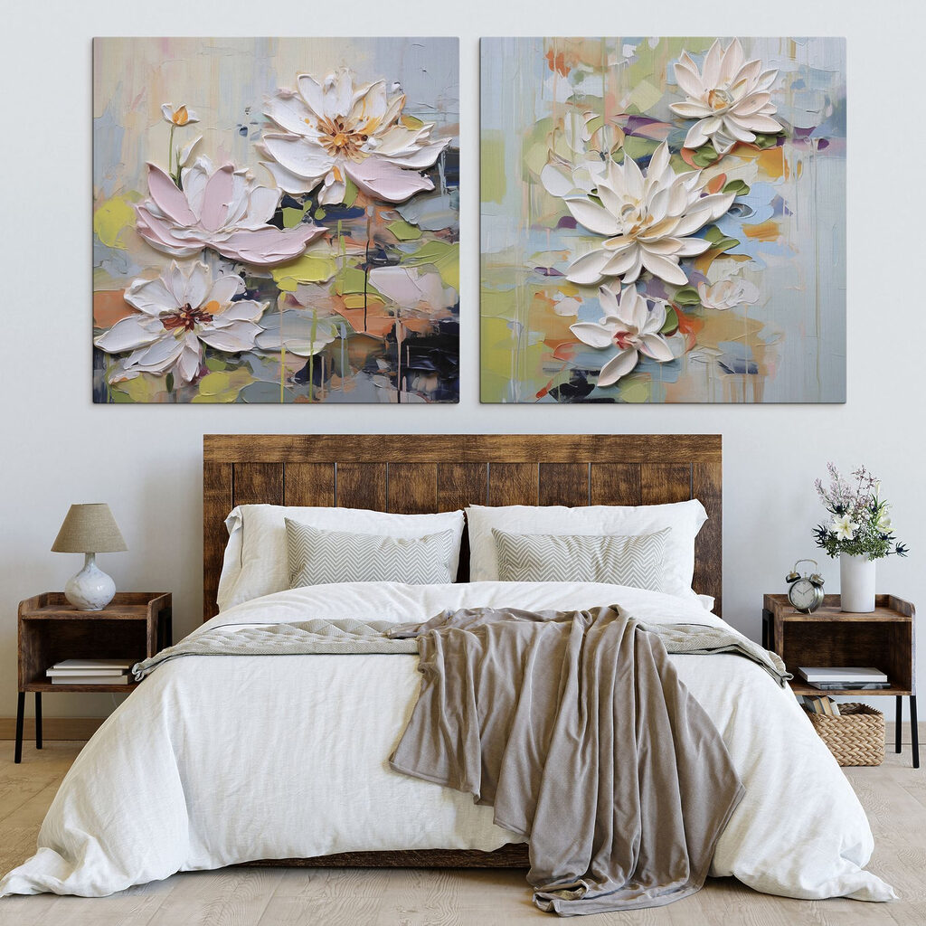 - Elegant blooms in soft pastel hues - Elegant blooms in soft pastel hues