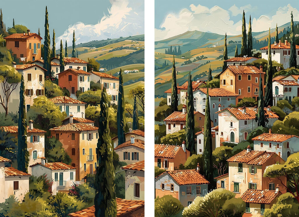 Painting of a town Painting of a town
