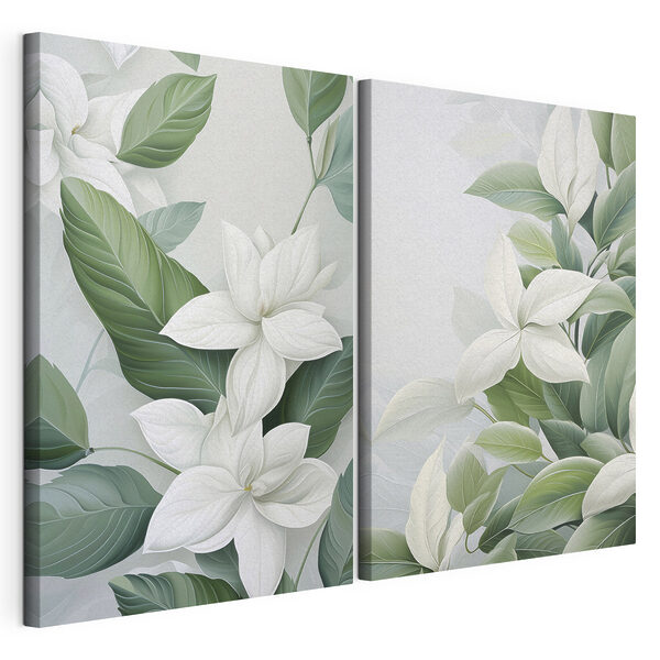 Modulárna potlač na plátne - Pokojná botanická elegancia v jemných odtieňoch