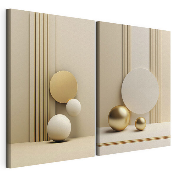 Dynamické tvary v neutrálnych odtieňoch Modulárna potlač na plátne Dynamické tvary v neutrálnych odtieňoch