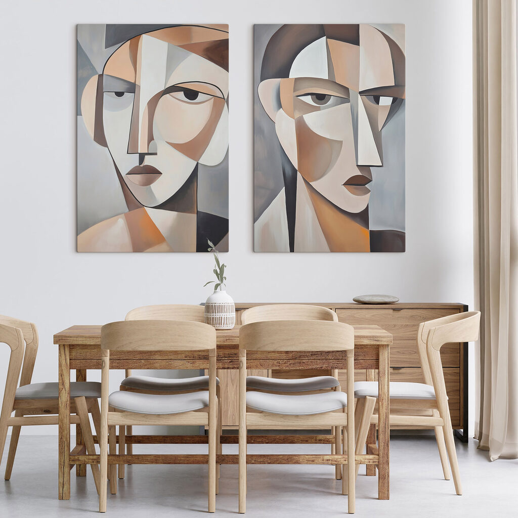 Two paintings of a woman's face Two paintings of a woman's face