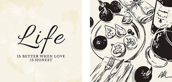 Black and white illustration of food Black and white illustration of food