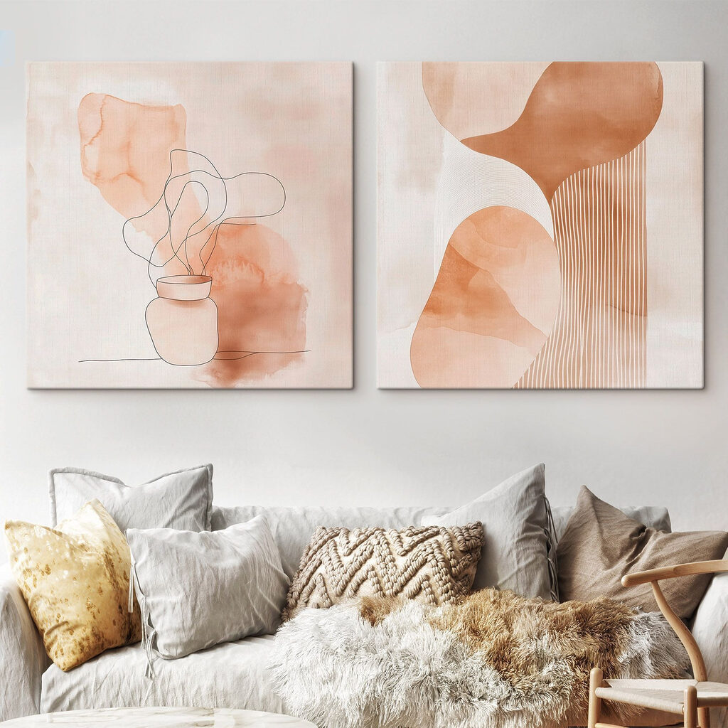 Two paintings of a vase and a vase with a light bulb Two paintings of a vase and a vase with a light bulb