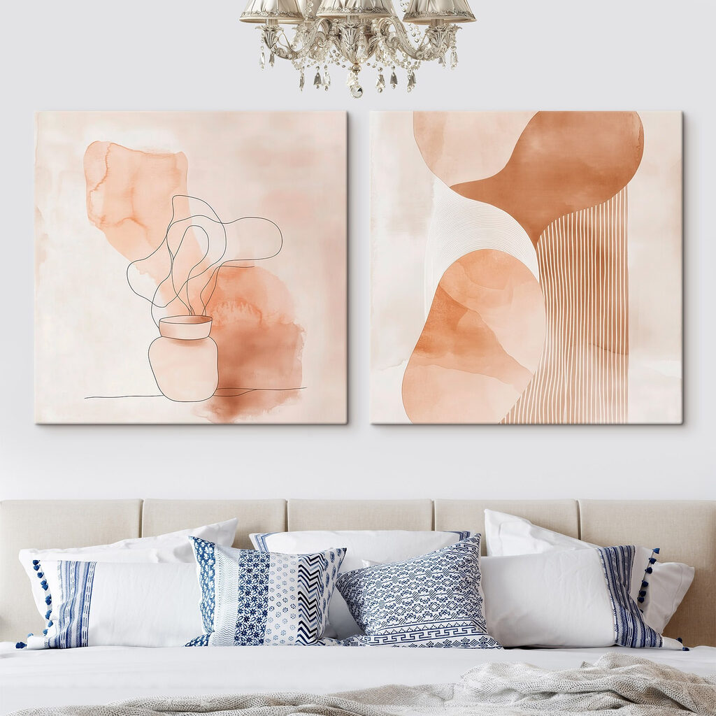 Two paintings of a vase and a vase with a light bulb Two paintings of a vase and a vase with a light bulb