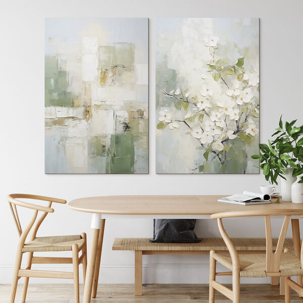 Painting of a tree with white flowers Painting of a tree with white flowers